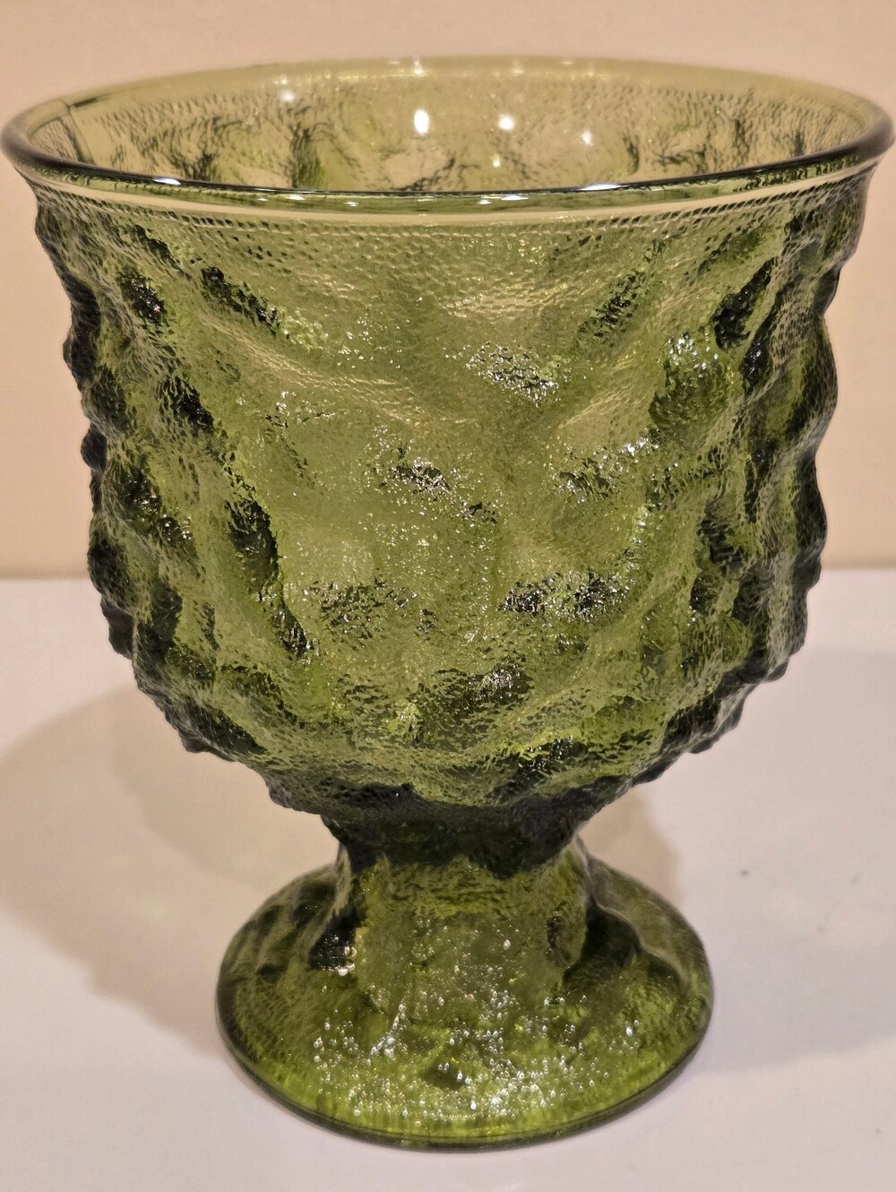 Vintage E. O. Brody Green Textured Glass Vase- Home Accents